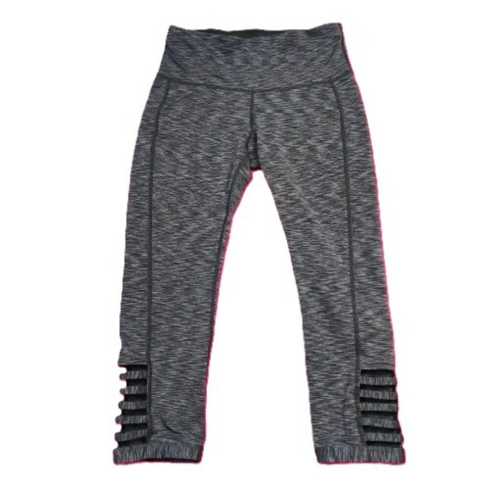 Ideology Gray Space Dye Cutout Hem Capri Leggings Women XS High Waist Activewear